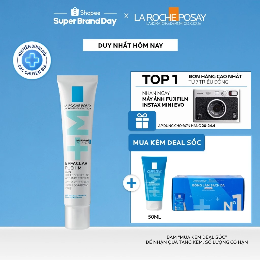 Kem dưỡng giảm mụn nhanh 8 giờ La Roche-Posay Effaclar Duo+ M 40ml